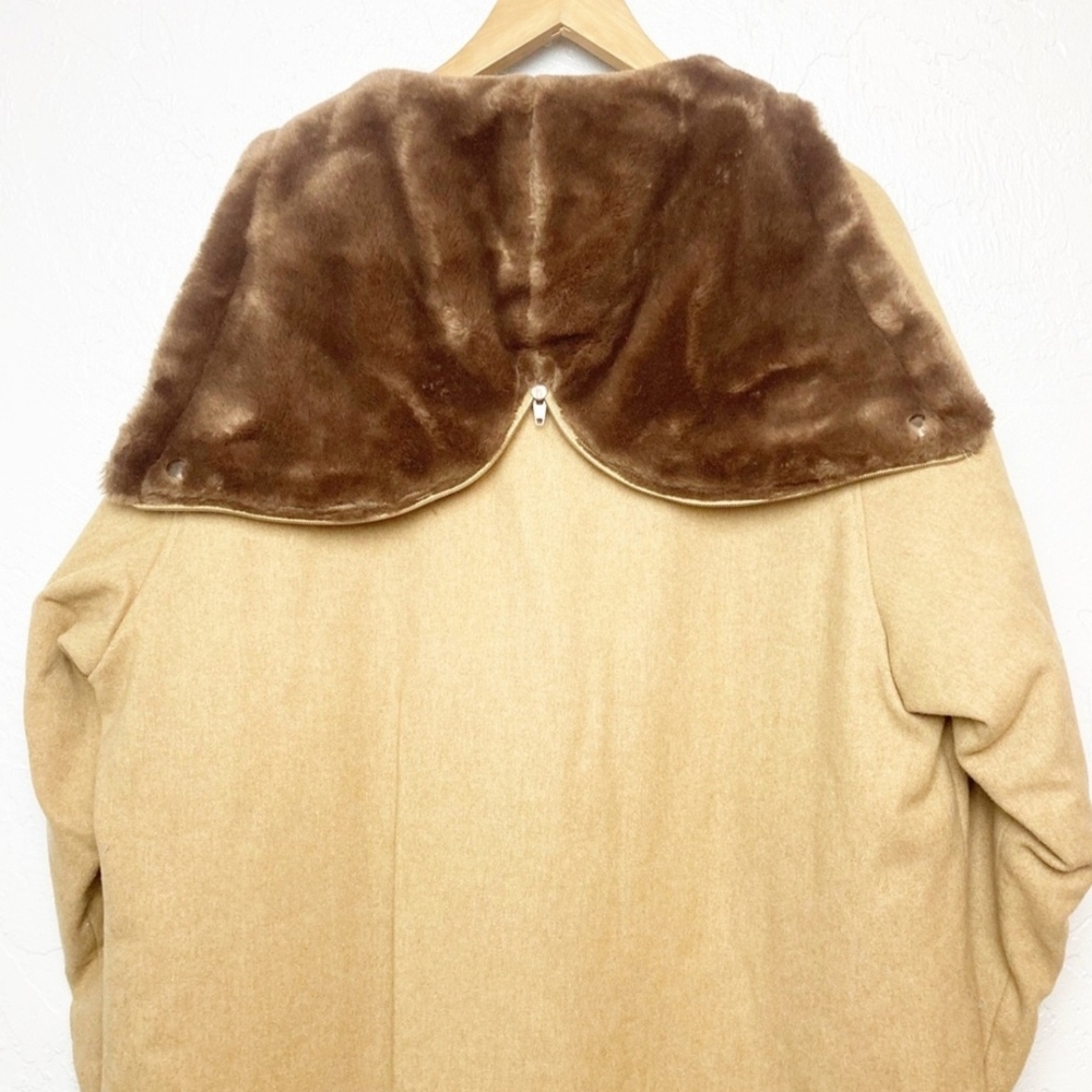 Tan Coat with Brown Faux Fur Collar